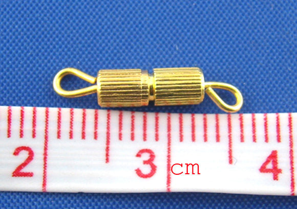 10 Small Bright Gold Tone Barrel Screw Clasps 15mm fcl0070