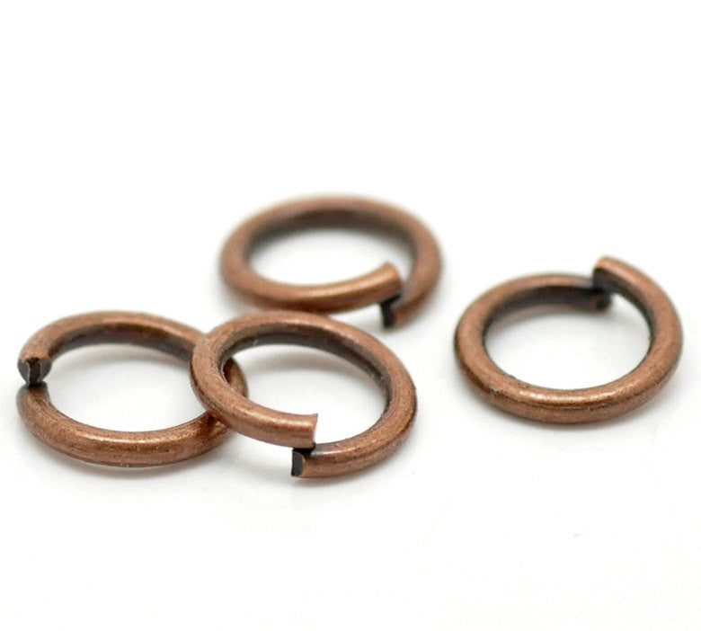 50 Copper Open Jump Rings Findings 6mm x 1mm, 18 gauge wire . wholesale bulk package, jum0189a