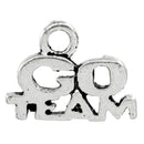 10 Silver Metal Stamped Word GO TEAM Tag Charm Pendants . chs0356