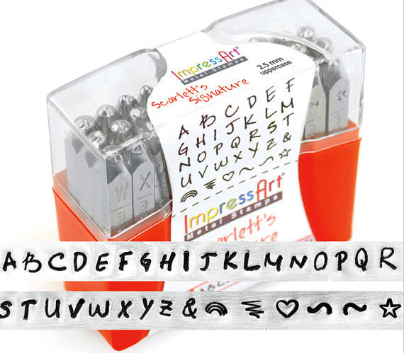ImpressArt Metal Alphabet Letter Stamping Set,  2.5mm UPPERCASE SCARLETT'S SIGNATURE Font tol0206