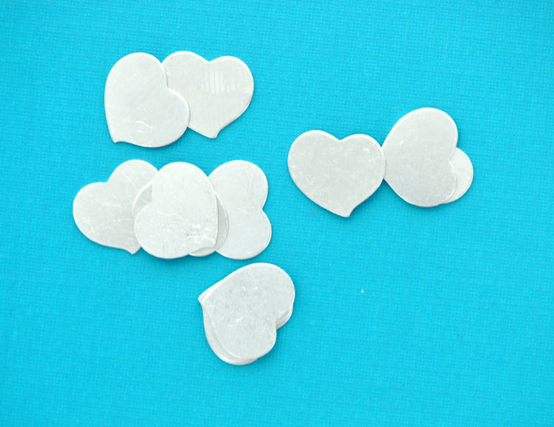 10 Unfinished Aluminum Metal Stamping Blanks Charms 3/4" SWIRLY HEART TAGS 20 gauge . msb0083
