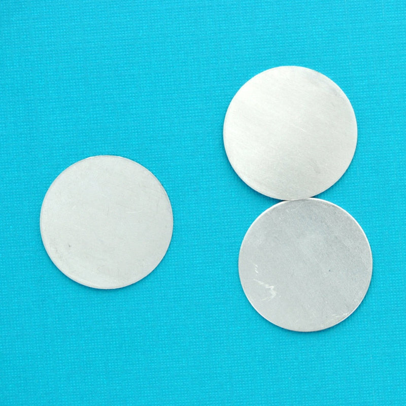 10 Unfinished Aluminum Metal Stamping Blanks Charms 1" (25mm) CIRCLE DISC TAGS 20 gauge msb0173