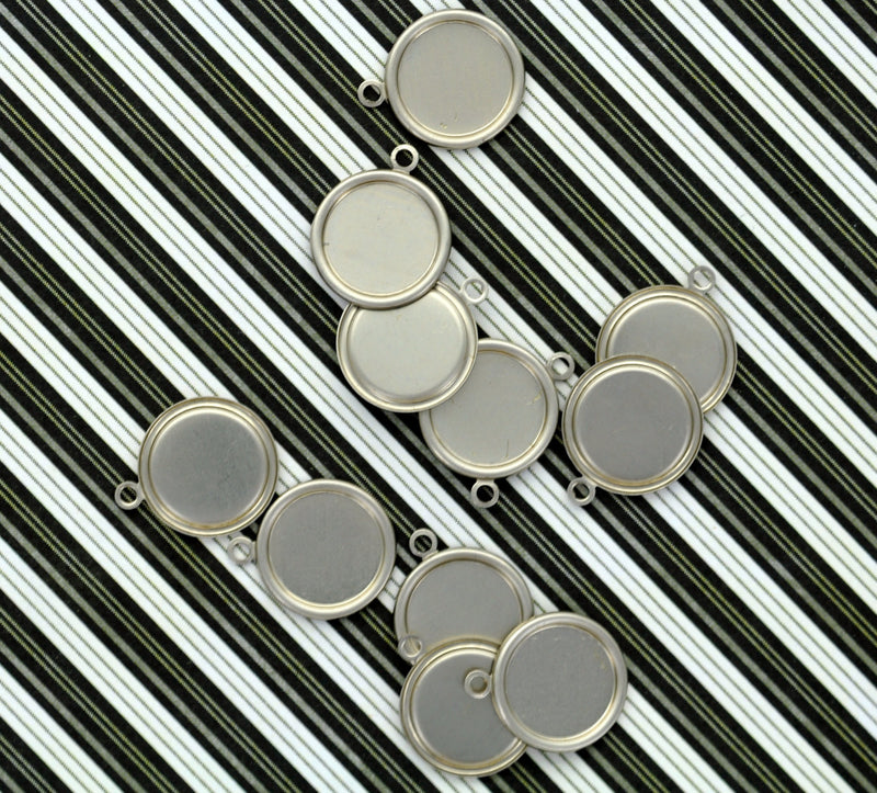 6 Unfinished Nickel Silver Metal Stamping Blanks Charms 5/8" RAISED EDGE CIRCLE Tags 24 gauge . msb0101