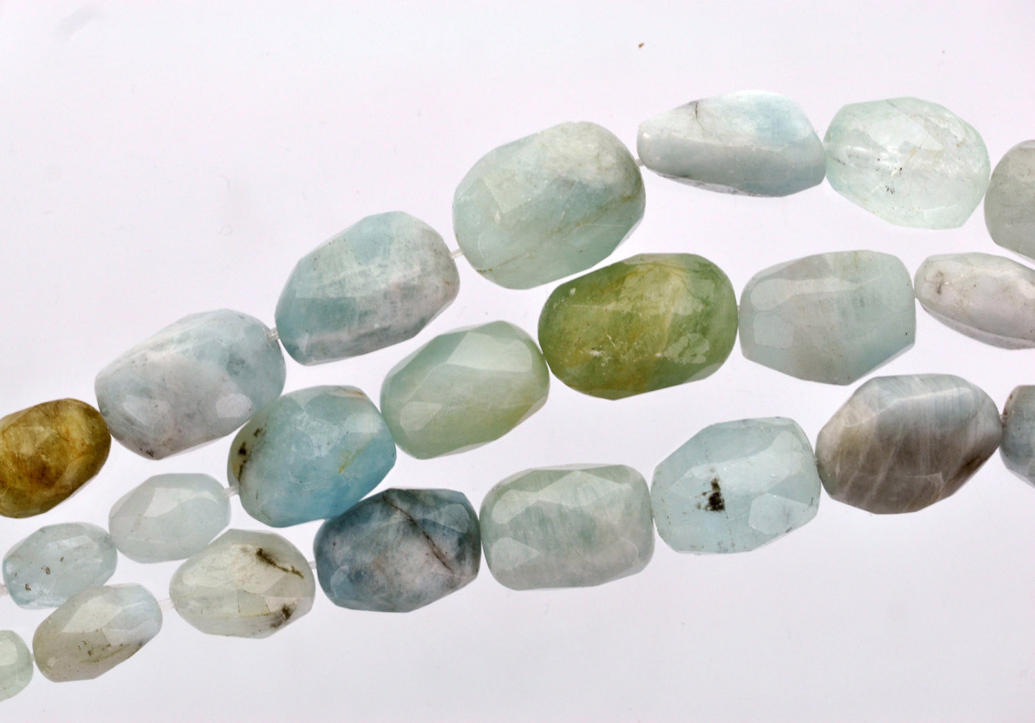 Half Strand AQUAMARINE Nugget Beads, graduated sizes Natural Gemstones