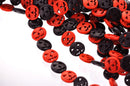 15mm Small BLACK and ORANGE Carved Jack O Lantern Beads . approx 26 beads . carved howlite stone, full strand, how0019