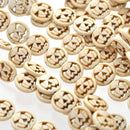 1 Strand Small GHOSTLY WHITE Carved Jack O Lantern Beads . approx 26 beads . carved howlite stone 15mm . how0017