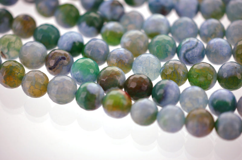 1 Strand Round Dyed Faceted OCEAN DEPTHS Colors Agate Beads, 10mm  Natural Gemstones gag0043