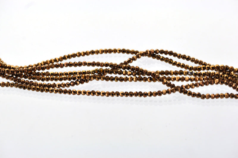 Full Strand Crystal ROUND Beads .  BRONZE 3mm . about 100 beads  bgl0528