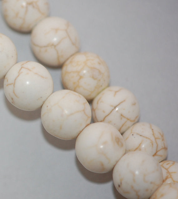 8 Large Howlite Stone Beads ROUND Ball 16mm, WHITE  how0255