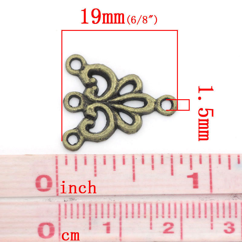 10 Antique Bronze Three to One Connector Charms Findings for multi-strand . 19mm x 17mm . chb0230