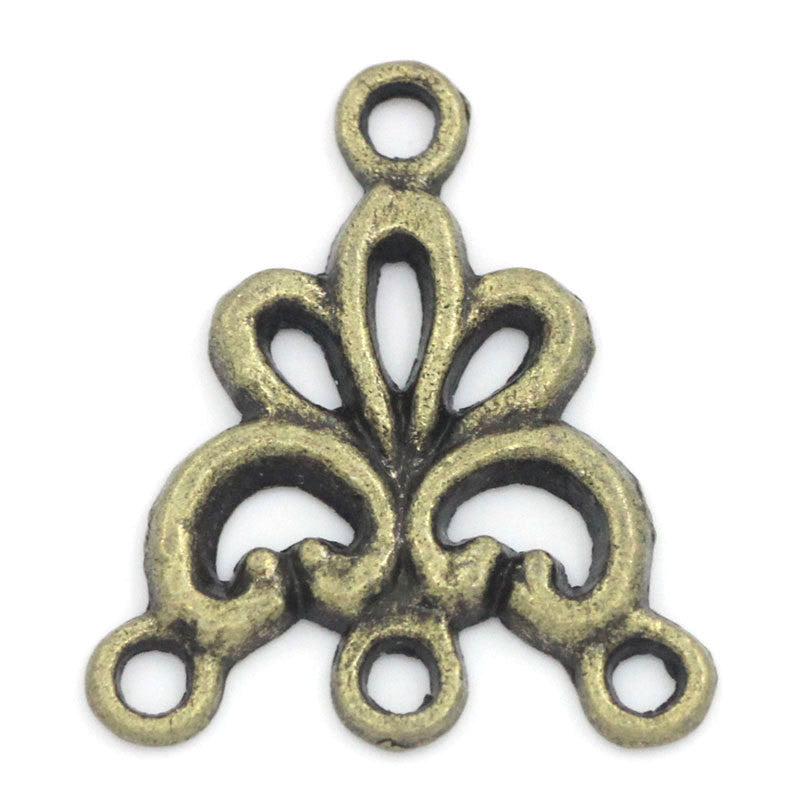 10 Antique Bronze Three to One Connector Charms Findings for multi-strand . 19mm x 17mm . chb0230