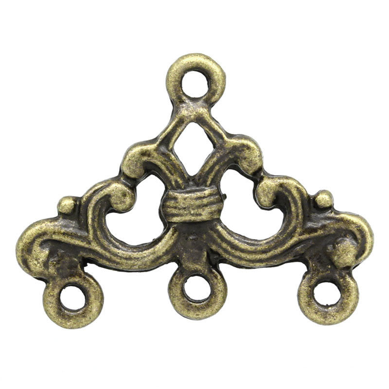 10 Antique Bronze Three to One Connector Charms Findings for multi-strand . 22mm x 18mm . chb0231