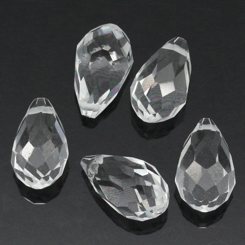 10 Crystal Glass Teardrop Pendant Beads, top drilled, 13x8mm  bgl0576
