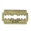 4 Antique Bronze Tone RAZOR BLADE Gothic Charm Pendants for Halloween . 44mm x 25mm chb0199