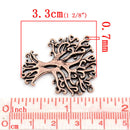 2 Antique Bright Copper Connector Charms Findings - TREE OF Life . 33mm x 29mm chc0005