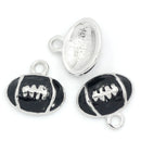 4 Small Enamel Silver Tone FOOTBALL Charm Pendants 12mm x 11mm. CHE0074