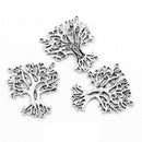 2 Antique Tibetan Silver Tone Connector Charms Findings - TREE OF Life . 33mm x 29mm . s6612 chs0742