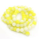40 Round Glass Beads, yellow and white, 10mm  bgl0284