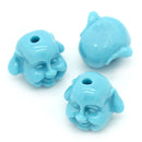 6 Small Buddha Head Beads 13mm   TURQUOISE BLUE bac0117