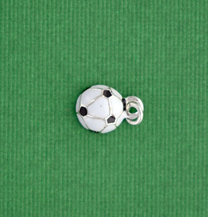 SOCCER BALL Deluxe Silver Plated Charm 8mm, che0253