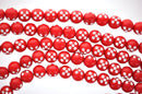 28 Beads . Solid Acrylic Round BUBBLEGUM Beads . Bright Red and Silver Sparkle 11mm bac0081