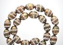 4 Freshwater Pearls with a Double Wrap of Rhinestone Accents, mushroom brown wedding pearls . 13x10mm gpe0020