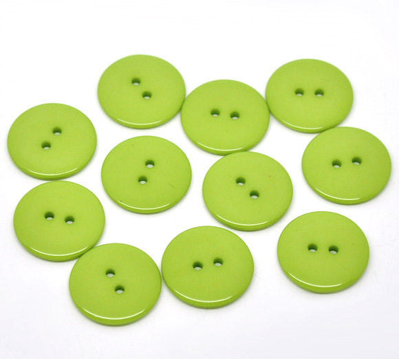10 Round LIME GREEN Buttons for Jewelry Making, Scrapbooking, Sewing . 23mm  but0088