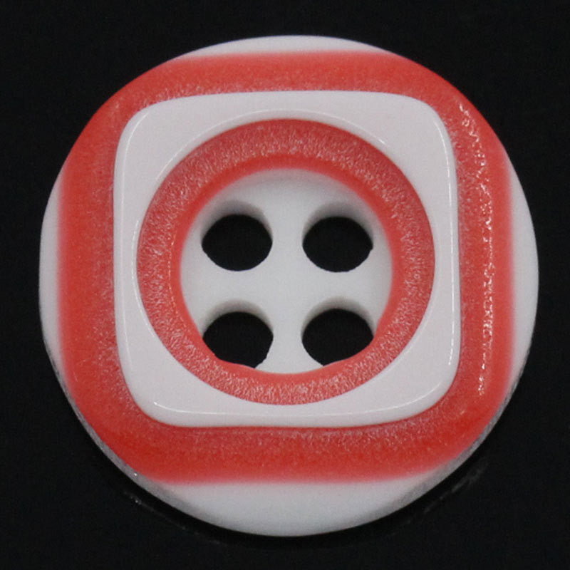 12 ROUND RED and WHITE 2-Tone Buttons for Jewelry Making, Scrapbooking, Sewing . 12.5mm  but0052