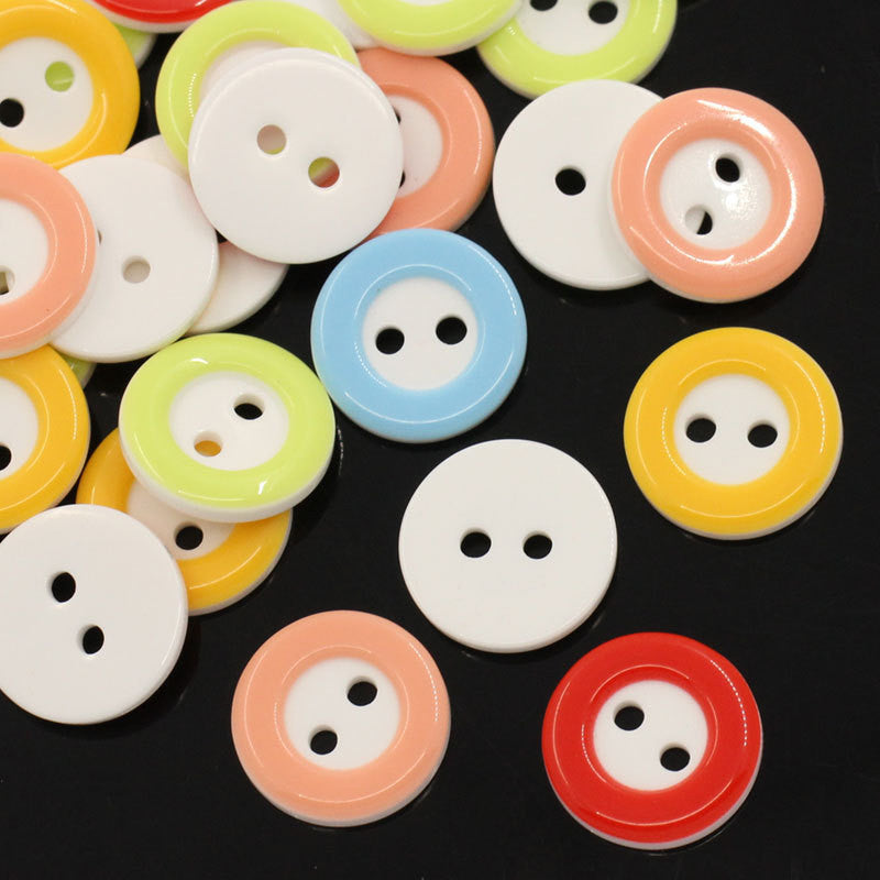 20 ROUND Mixed Colors 2-Tone Buttons for Jewelry Making, Scrapbooking, Sewing . 13mm but0126