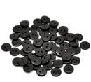 12 ROUND JET BLACK Buttons for Jewelry Making, Scrapbooking, Sewing . 11mm (3/8")  but0091