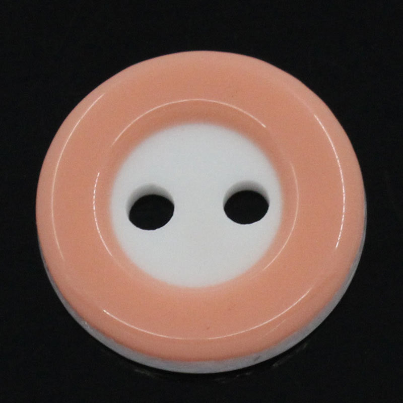 12 ROUND PEACH and WHITE 2-Tone Buttons for Jewelry Making, Scrapbooking, Sewing . 13mm  but0123
