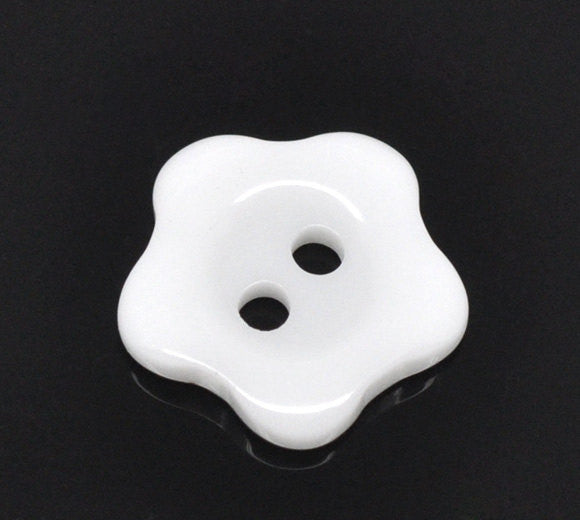 12 WHITE FLOWER Buttons for Jewelry Making, Scrapbooking, Sewing . 12mm  but0133