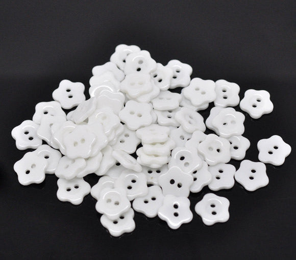 12 WHITE FLOWER Buttons for Jewelry Making, Scrapbooking, Sewing . 12mm  but0133