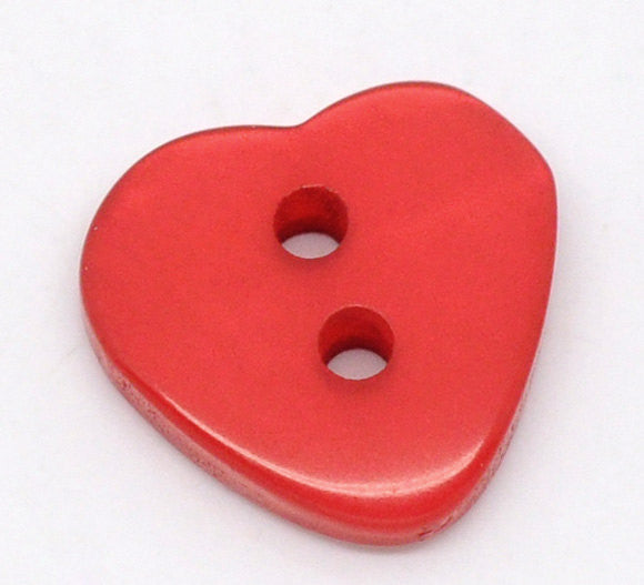 12 RED HEART Buttons for Jewelry Making, Scrapbooking, Sewing . 12mm x 11mm  but0048