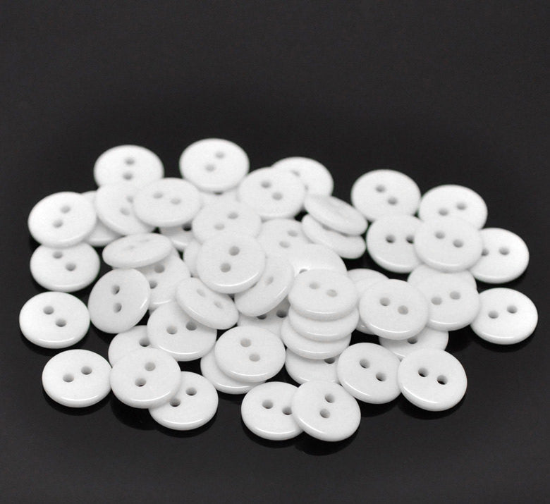 12 ROUND SNOW WHITE Buttons for Jewelry Making, Scrapbooking, Sewing . 11mm (3/8") but0129
