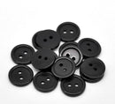 12 ROUND BLACK Buttons for Jewelry Making, Scrapbooking, Sewing . 15mm (5/8") but0013