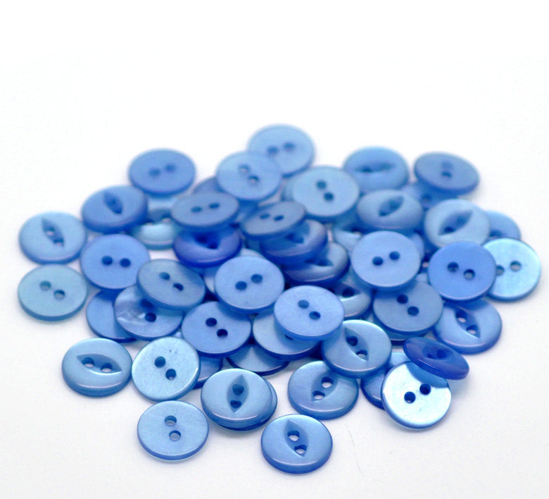 20 Round BLUE Buttons for Jewelry Making, Scrapbooking, Sewing . 11mm . but0076