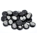 12 BLACK GLITTER Shank Buttons . resin . 13mm (1/2") but0102