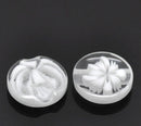 12 Round Transparent Millifiori Style White and Clear Flower Buttons . flat shank . 14mm  ( 1/2" ) but0132