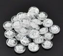 12 Round Transparent Millifiori Style White and Clear Flower Buttons . flat shank . 14mm  ( 1/2" ) but0132