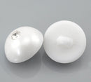 10 WHITE DOME with RHINESTONES Shank Buttons . resin . 17mm (11/16")  but0134