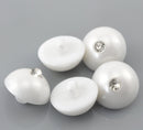10 WHITE DOME with RHINESTONES Shank Buttons . resin . 17mm (11/16")  but0134