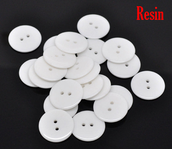10 Round WHITE Buttons for Jewelry Making, Scrapbooking, Sewing . 23mm but0009
