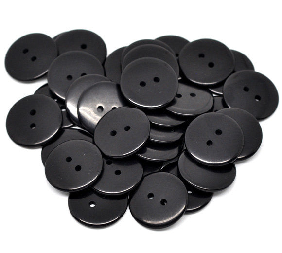 10 Round BLACK Buttons for Jewelry Making, Scrapbooking, Sewing . 23mm but0004