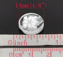 12 Round Transparent Millifiori Style White and Clear Flower Buttons . flat shank . 14mm  ( 1/2" ) but0132