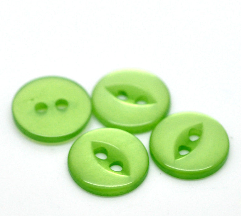 20 Round LIME GREEN Buttons for Jewelry Making, Scrapbooking, Sewing . 11mm but0087