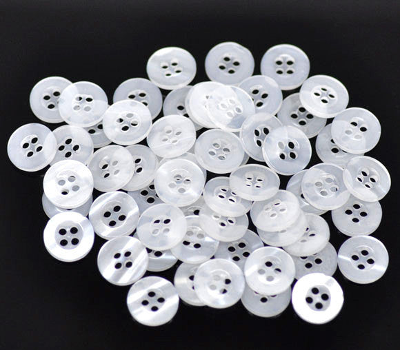 20 Round WHITE PEARL Buttons for Jewelry Making, Scrapbooking, Sewing . 11mm  but0127