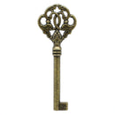 2 Large Heavy Antique Bronze Key Pendant Charms. Leaf scroll design. 3.5" long   CHB0047