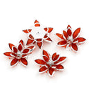 2 Rhinestone POINSETTIA RED 3d FLOWER Connector Link Findings 35mm x 30mm . fin0032