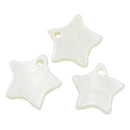 10 White STAR Charm Pendants, made of shell .   12mm  cgm0027